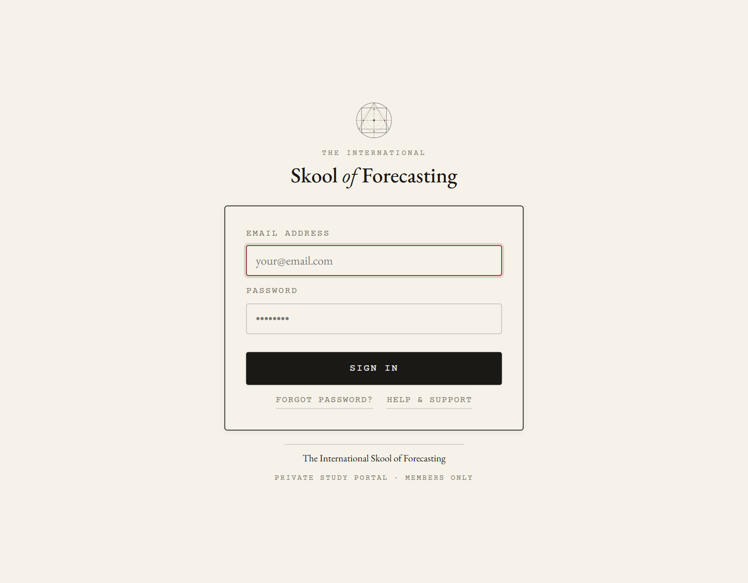 The sign-in page with email and password fields.